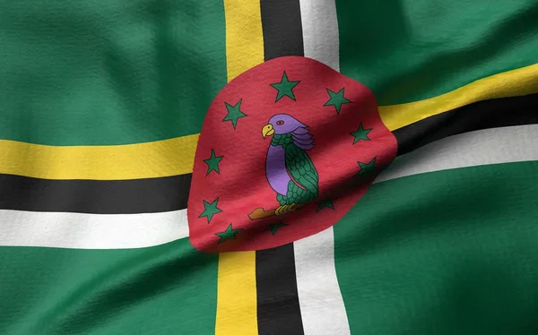Prostorové znázornění vlajky Dominiky — Stock fotografie