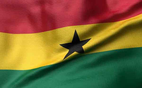 Ilustración 3D de la bandera de Ghana — Foto de Stock
