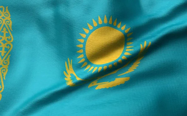 3D иллюстрация флага Казахстана — стоковое фото