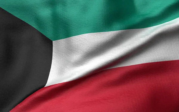 Ilustração 3D da Bandeira do Kuwait — Fotografia de Stock