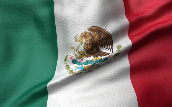 Ilustração 3D da Bandeira do México — Fotografia de Stock