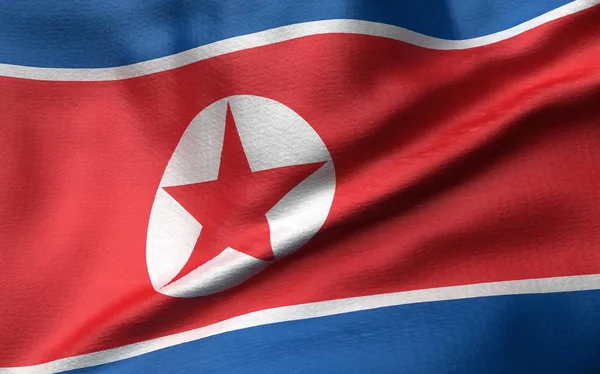 3D-illustration av Nord Korea flagga — Stockfoto