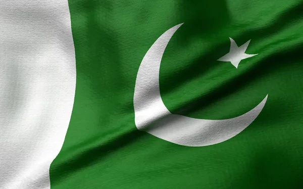 Ilustração 3D da bandeira de Paquistão — Fotografia de Stock