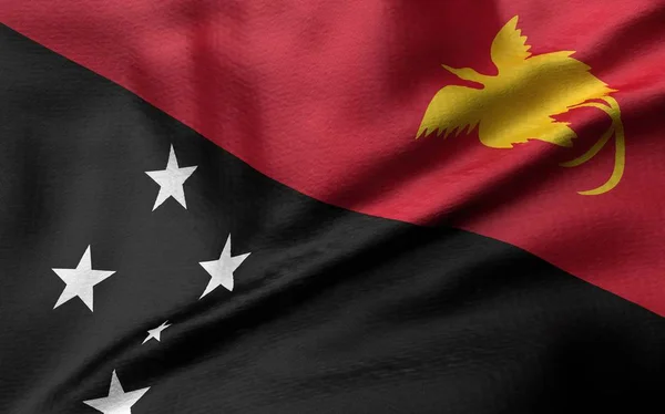 3D Illustration der neuen Flagge von Papua-Guinea — Stockfoto