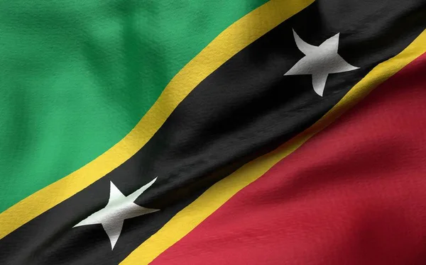 3D illustratie van Saint Kitts en Nevis vlag — Stockfoto