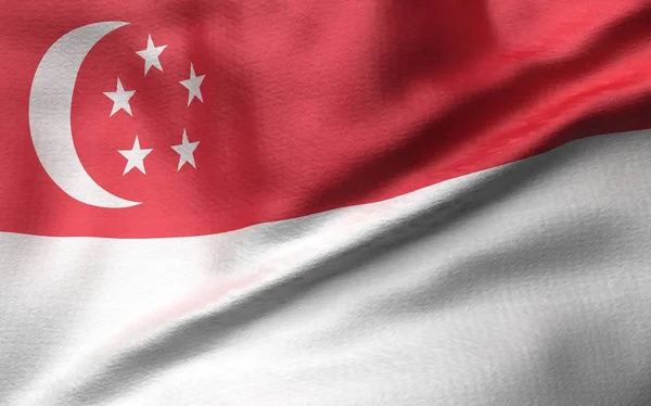 Ilustración 3D de la bandera de Singapur —  Fotos de Stock