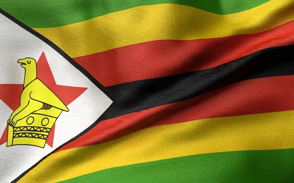 Ilustración 3D de la bandera de Zimbabue — Foto de Stock