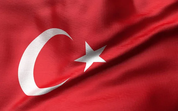 Ilustração 3D da bandeira da Turquia — Fotografia de Stock