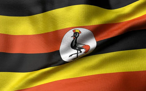 Ilustração 3D da bandeira de Uganda — Fotografia de Stock