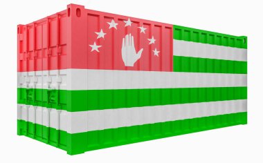 Abhazya Bayraklı Kargo Konteyner3d İllüstrasyon