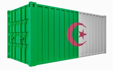 Cezayir Bayrağı ile Kargo Konteyner 3d İllüstrasyon