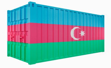Azerbaycan Bayrağı ile Kargo Konteyner 3d İllüstrasyon