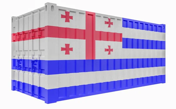3D Illustration des Frachtcontainers mit Adjara-Flagge — Stockfoto