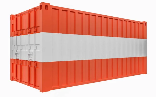 3D illustratie van cargo container met Oostenrijk vlag — Stockfoto