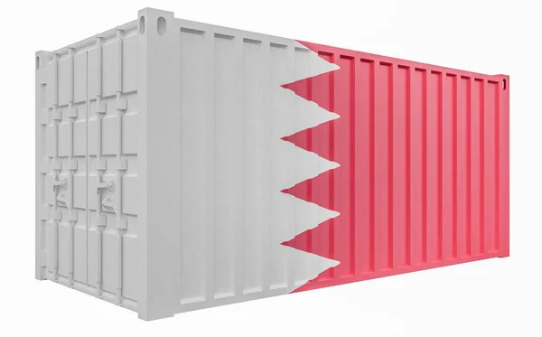 3D illustration av Last container med Bahrain Flag — Stockfoto