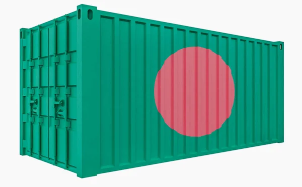 3D Illustration des Frachtcontainers mit Bangladesh Flagge — Stockfoto