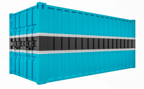 3D illustratie van cargo container met Botswana vlag — Stockfoto