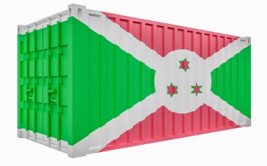 Burundi Bayraklı Kargo Konteyner3d İllüstrasyon