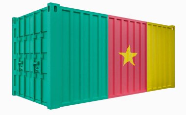 Kamerun Bayrağı ile Kargo Konteyner 3d İllüstrasyon