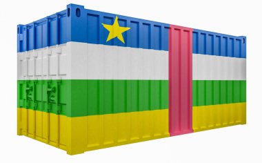 Orta Afrika Cumhuriyeti Bayrağı ile Kargo Konteyner 3d İllüstrasyon