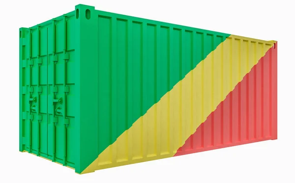 3D illustration av Last container med Kongo republikens flagga — Stockfoto