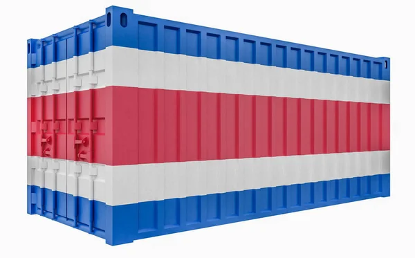 3D illustration av Last container med Costa Rica flagga — Stockfoto