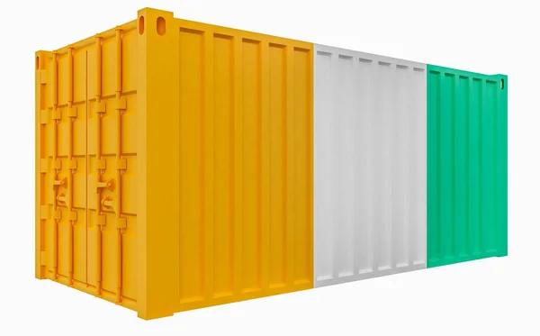 3D illustration av Last container med Cote Divoire flagga — Stockfoto