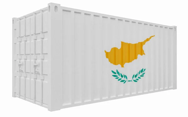 3D illustration av Last container med Cypern flagga — Stockfoto