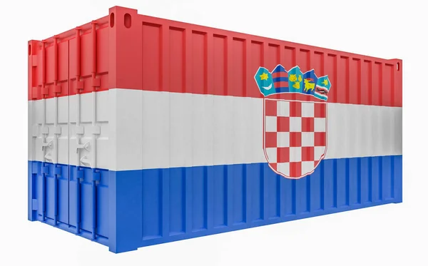 Prostorové znázornění nákladního kontejneru s Chorvatskem — Stock fotografie