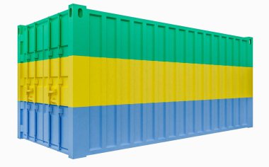 Gabon Bayraklı Kargo Konteyner3d İllüstrasyon