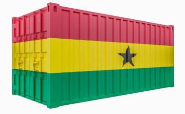 Gana Bayraklı Kargo Konteyner3d İllüstrasyon