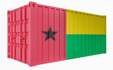 Gine-Bissau Bayraklı Kargo Konteyner3d İllüstrasyon