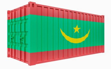 Moritanya Bayraklı Kargo Konteyner3d İllüstrasyon