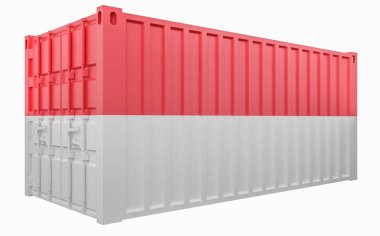 Monako Bayraklı Kargo Konteyner3d İllüstrasyon