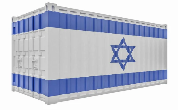 Ilustración 3D del contenedor de carga con bandera de Israel —  Fotos de Stock