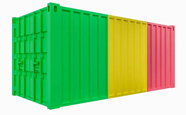 3D Illustration des Frachtcontainers mit Mali-Flagge — Stockfoto