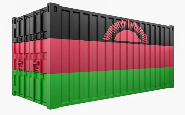 3D Illustration eines Frachtcontainers mit malawischer Flagge — Stockfoto