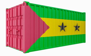 Sao Tome ve Principe Bayraklı Kargo Konteyner3d İllüstrasyon