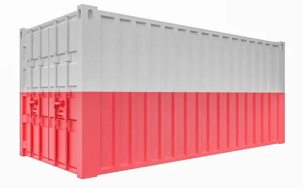 3D illustration av Last container med Polen flagga — Stockfoto