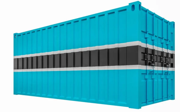 3D illustration av Last container med Botswana flagga — Stockfoto