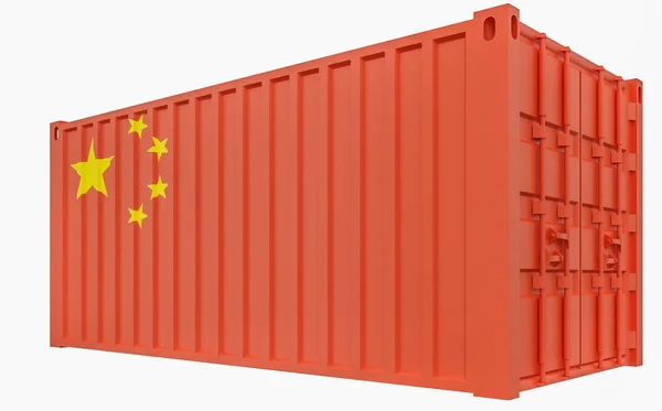 Ilustración 3D del contenedor de carga con bandera de China — Foto de Stock
