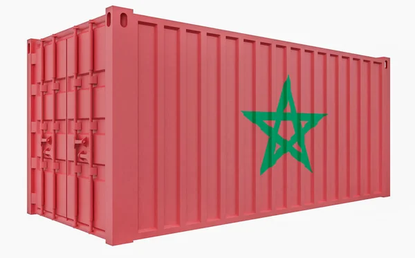 3D illusztráció Cargo konténer Marokkó zászló — Stock Fotó