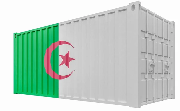 3D illusztráció Cargo konténer Algériával zászló — Stock Fotó