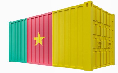 Kamerun Bayrağı ile Kargo Konteyner 3d İllüstrasyon