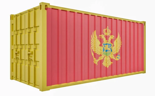 3D Illustration des Frachtcontainers mit montenegrinischer Flagge — Stockfoto