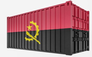 Angola Bayraklı Kargo Konteyner3d İllüstrasyon