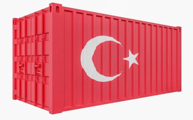 3d Türkiye Bayrağı ile Kargo Konteyner İllüstrasyon