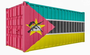 Mozambik Bayraklı Kargo Konteyner3d İllüstrasyon