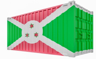 Burundi Bayraklı Kargo Konteyner3d İllüstrasyon