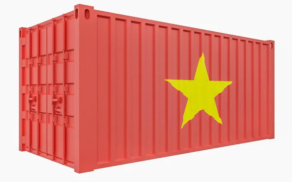 Ilustración 3D del contenedor de carga con bandera de Vietnam — Foto de Stock